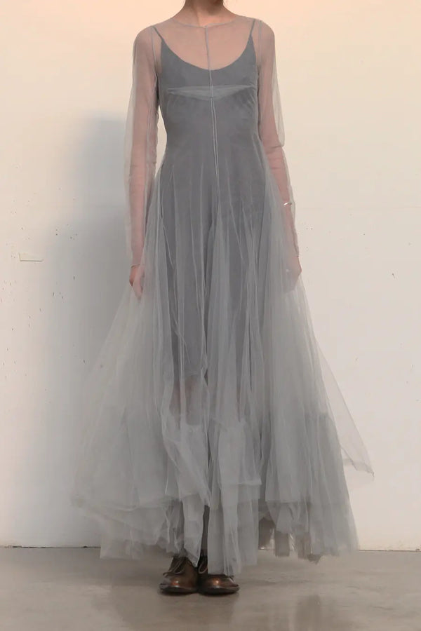 marc le bihan long-sleeved gauze skirt 2162 grey